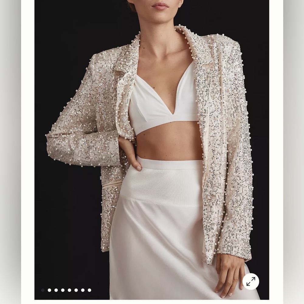 NWT! SOLD OUT ANTHROPOLOGIE MABLE Pearl Sequin Mix Blazer Size L